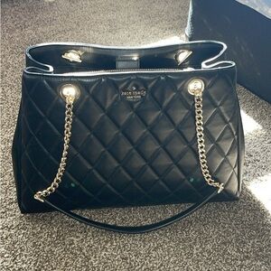 kate spade Black Quilted Shoulder Bag with Gold Chain Handles